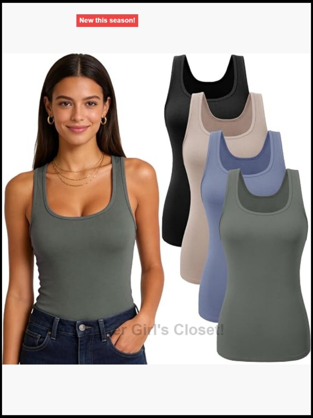 4 Pack Women's Sleeveless Scoop Neck Tank Tops, Opaque Soft Stretch Basic